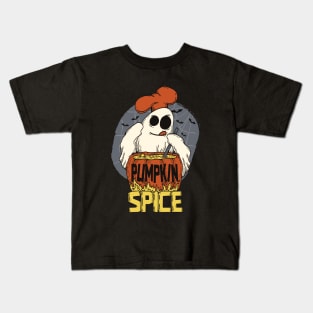 Cartoony Ghost Cooking Pumpkin Spice Kids T-Shirt